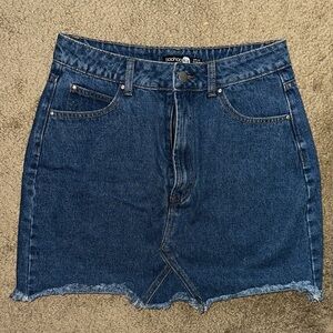 boohoo frayed hem denim mini skirt